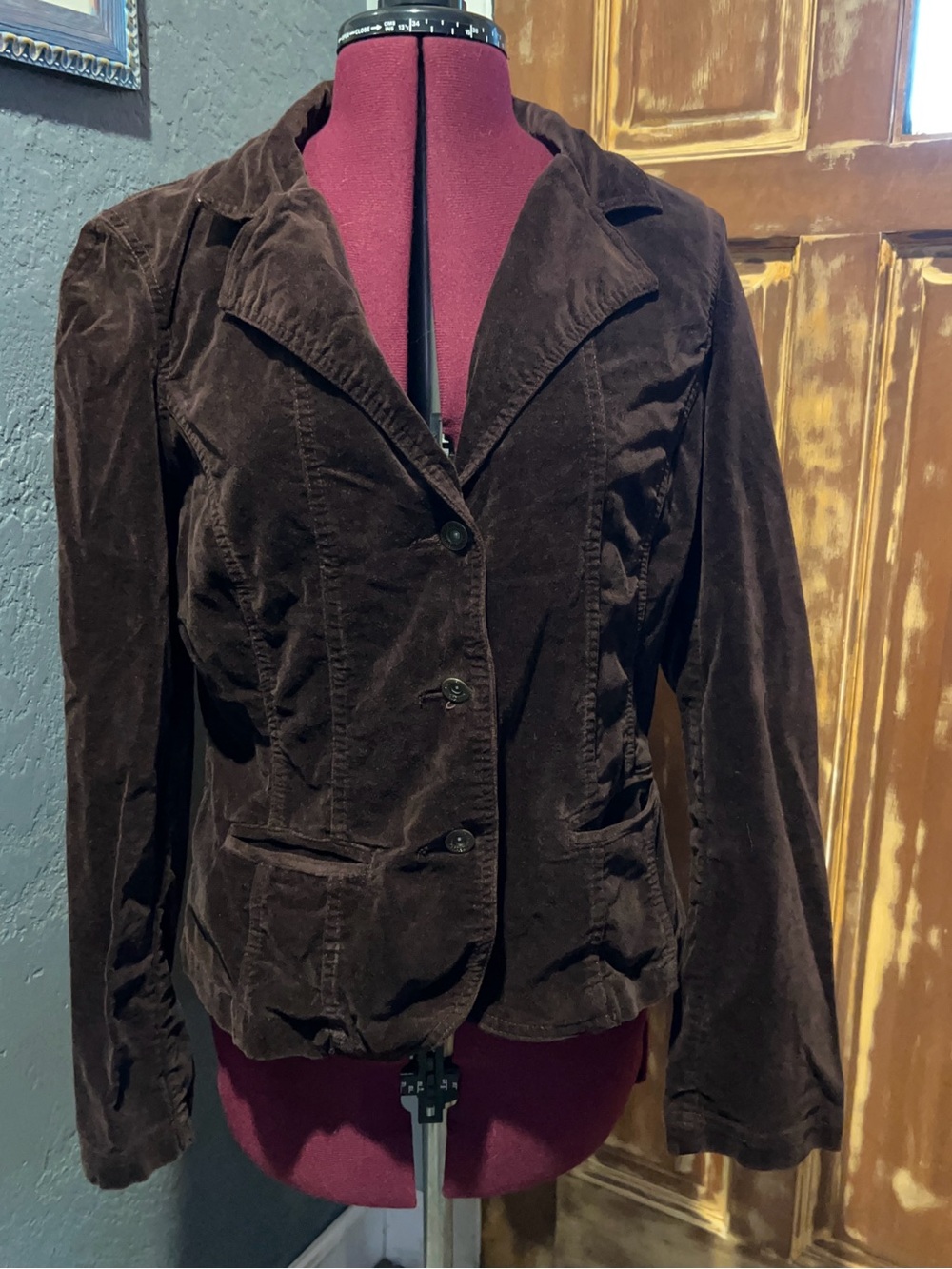 Vintage Jordache Dark Chocolate Brown velvet texture Tailored Blazer